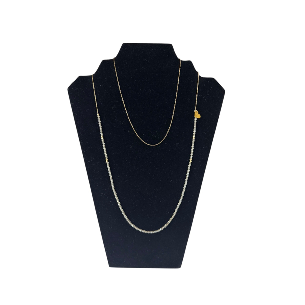 Women's Love Poppy Gold and Gray Beaded Layered Necklace One Size